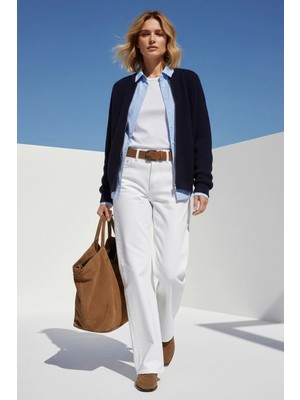 Sherin Lacivert Fermuarlı Triko Hırka