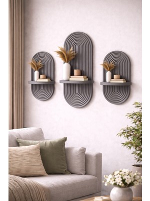 Dekoratif3 Parça Mebran Model Duvar Rafı