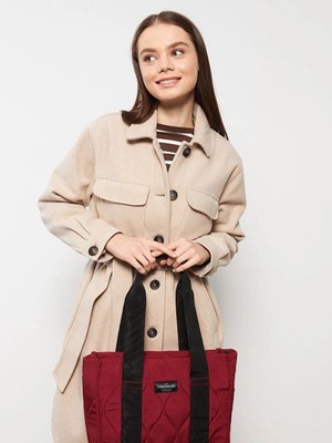 LC Waikiki Lcw Accessorıes Bordo Paraşüt Kumaş Nakışlı Kadın Kol Çantası