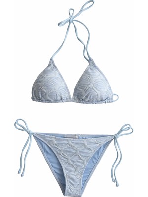 Aquella Kendinden Dokulu Bebe Mavi Üçgen Bikini Takım