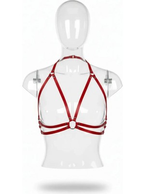 Pileli Store Kırmızı Kadın Kemer Suni Deri Vücut Aksesuarı - APFT200