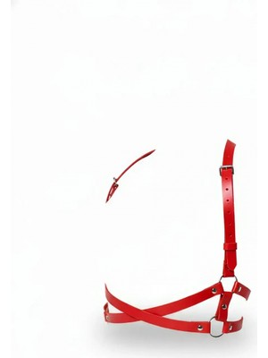 Pileli Store Kırmızı Kadın Kemer Çapraz Bağlamalı Tokalı Vücut Kemer - APFT204