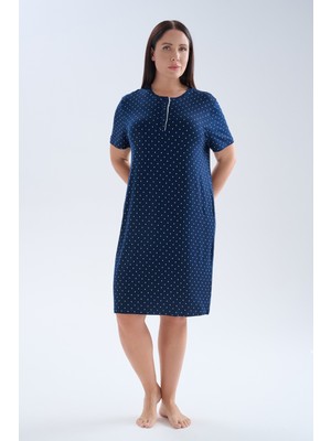 Hays Kadın Plus Size Viskoz Kısa Kollu Patlı Gecelik