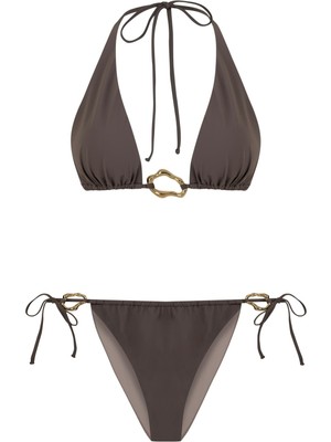 Aquella Aksesuarlı Vizon Üçgen Bikini Takım Kadın Renkli Plaj Modası Şık Tasarım ile Özel Kumaş