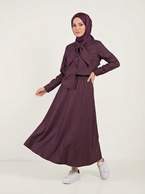 Foremia Yaka Detay Etekli Takım-Bordo -