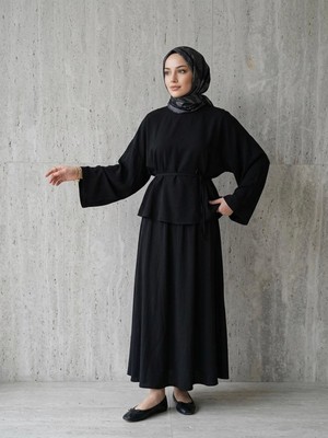 Foremia Arka Fermuarlı Etekli Takım-Siyah -