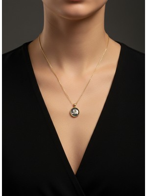 G&A Jewels Güçlü Adımlar 925 Ayar Oksitli Yaldız (Altın) Kaplama Gümüş Kolye