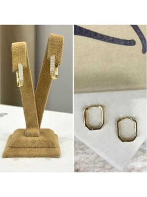 Ca Shopping Altın Kaplama Taşlı Halka Küpeler