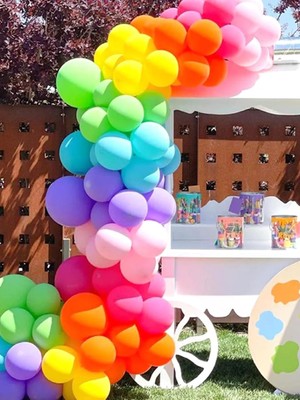 Parti Adresi Gökkuşağı Balon Zincir Seti Doğum Günü Parti Seti