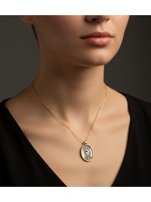 G&A Jewels Koruyucu Işık 925 Ayar Oksitli Yaldız (Altın) Kaplama Gümüş Kolye