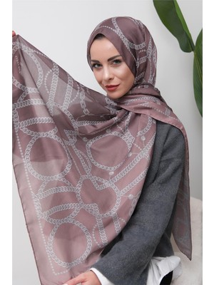 Eyşan İpek Halka Zincir Desenli Dijital Soft Şal