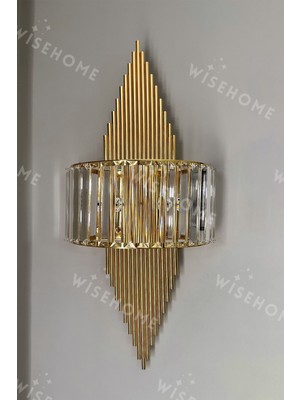 wisehome Royal Gold Metal Kristal Detaylı Pilli Duvar Apliği
