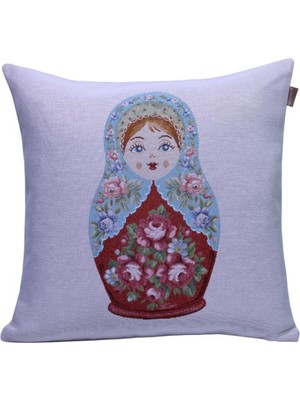 Believe Matruşka Jakarlı Dokuma Goblen Dekoratif  Kırlent 45*45