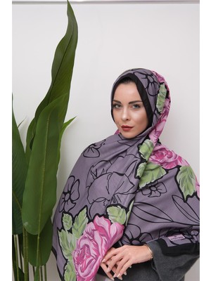 Eyşan İpek Çiçek Desenli Dijital Soft Şal