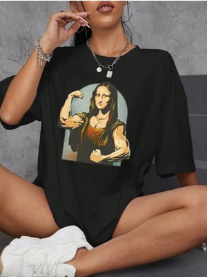 Freedom Baskılı Oversize T-Shirt - Siyah -