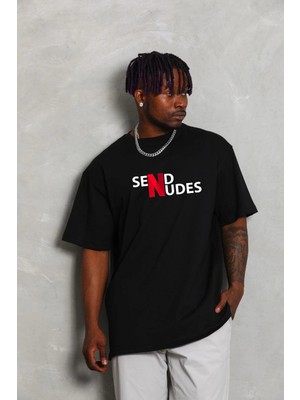 Freedom Bisiklet Yaka Double Oversize Baskılı T-Shirt - Siyah -