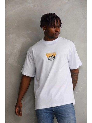 Freedom Baskılı Oversize T-Shirt - Beyaz -