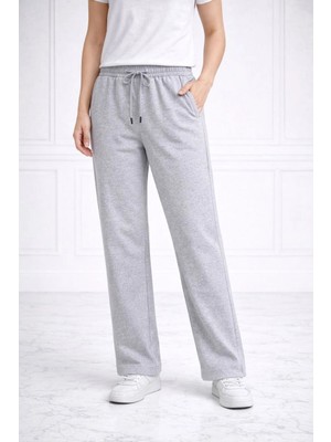 Freedom Kadın Düz Paça Beli Lastikli Eşofman Altı Pantolon - Gri