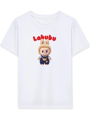 Freedom Kız Labubu Çocuk Baskılı T-Shirt - Beyaz