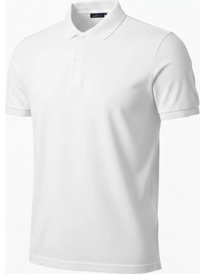 Freedom Erkek Polo Yaka Düğmeli Pike Kumaş Tişört Regular Fit Kısa Kol T-Shirt - Beyaz