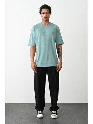 Freedom Erkek Tişört Düz Basic Penye Yazlık Bisiklet Yaka Kısa Kol T-Shirt - Mint Yeşili