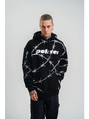 Freedom Kapşonlu Varak ve Pano Baskılı Sweatshirt- Siyah -