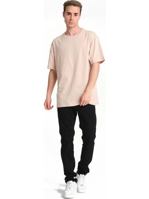 Freedom 24/1 Düz A Kalite Oversize T-Shirt - Bej -