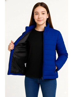 Freedom Şişme Mont Hafif ve Sıcak Tutucu Kışlık Fermuarlı Su Itici Rahat Günlük Mont Kapüşonuz Modern Tasarım - Saks Mavisi