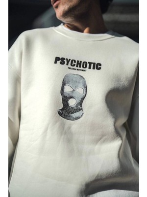 Freedom Kışlık Bisiklet Yaka Baskılı Sweatshirt - Beyaz -
