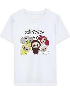 Freedom Kız Labubu Çocuk Baskılı T-Shirt - Beyaz