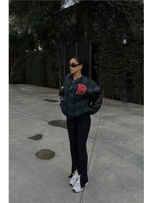 Freedom Pötikare Desen Nakışlı Kolej Ceket - Haki