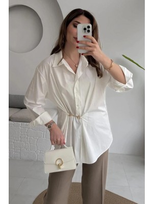 Lijuri Gold Aksesuar Detaylı Büzgülü Gömlek 3513