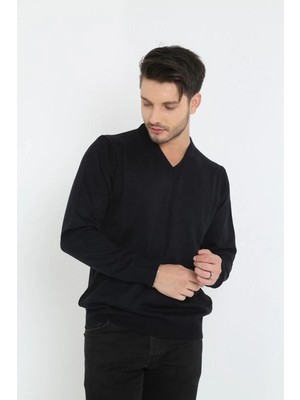 Freedom Uzun Kol V Yaka Triko Kazak - Siyah