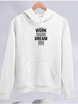 Freedom Kışlık Üç Iplik Kapüşonlu Sweatshirt - Beyaz -