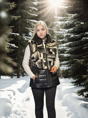 Freedom Kolsuz Hakiki Deri Kürk - Siyah -