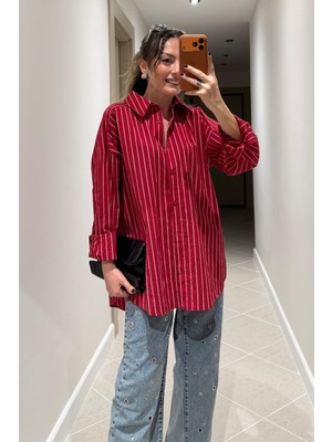 Lijuri Kırmızı Çizgili Poplin Gömlek 3509