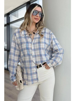 Lijuri Ekose Desenli Cepli Oversize Gömlek 3512