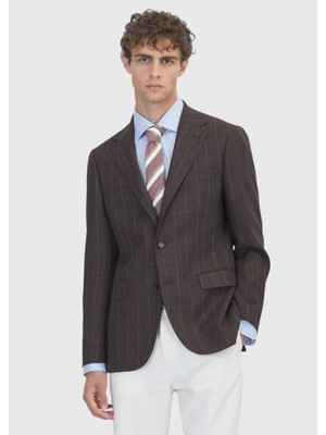 Ramsey Kahverengi Regular Fit Ipek Karışımlı Ceket