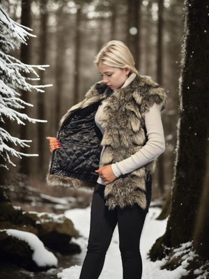 Freedom Kolsuz Hakiki Deri Kürk - Siyah -