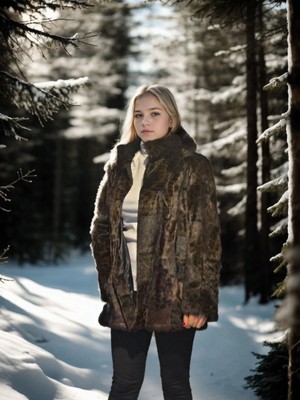 Freedom Uzun Kollu Deri Ceket - Leopar -