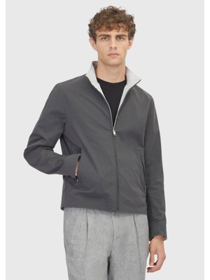 Ramsey Antrasit Regular Fit Dik Yaka Casual Teknik Çift Taraflı Mont