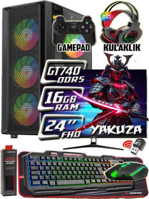 Warbox Yakuza 24" Monitör Xeon X5650 16GB Ram 256GB SSD 250GB HDD GT740 Ddr5-4gb E.kartı Gaming Takım Bilgisayar