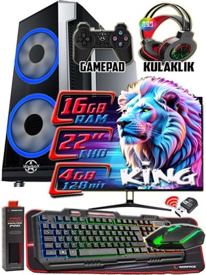 Warbox King X5650 Işlemci 16GB Ram 256GB SSD R7 240-4GB E.kartı 22" Monitör Gaming Takım Bilgisayar