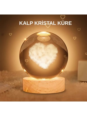 Kalpli Işıklı Cam Küre Ahşap Standlı Dekoratif Gece Lambası Veralya Tech