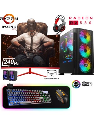 Apphirex TC85X Ryzen 5 5500 16GB Ram 512GB M2 SSD RX580 8gb 24'' 240Hz Curved Masaüstü Oyuncu Bilgisayarı