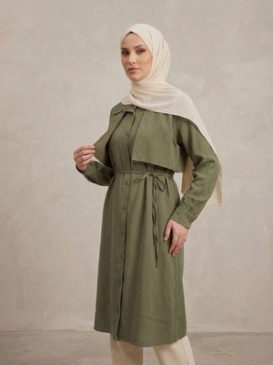 Miostil Çift Taraflı Aller Uzun Tunik-Haki