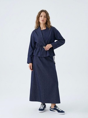 Miostil Ceket Detay Ikili Elbise-Lacivert