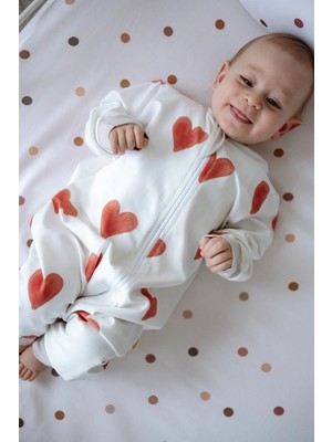 Lollie Baby&Kids Bebek Uyku Tulumu 1.0 Tog, Modal & Pamuk - Kırmızı Kalpler