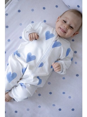 Lollie Baby&Kids Bebek Uyku Tulumu 1.0 Tog, Modal & Pamuk - Mavi Kalpler