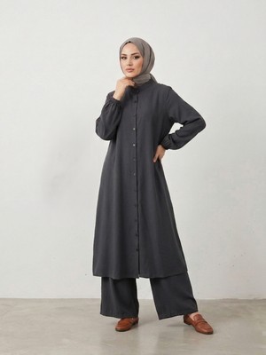 Miostil Hakim Yaka Uzun Pantolonlu Takım-Antrasit